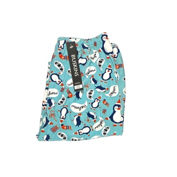 COPY - Buskins Leggings 10 12 Large Pengiuns Light Blue Christmas - Picture 2 of 5